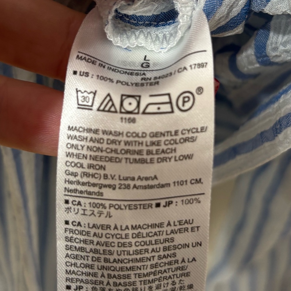 Banana Republic Factory Blue and White Striped Wrap Blouse - Picture 5 of 5